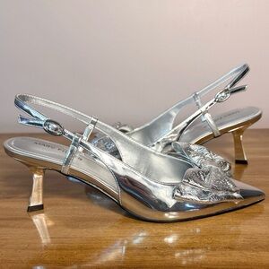 Marc Fisher Silver Slingback Heels